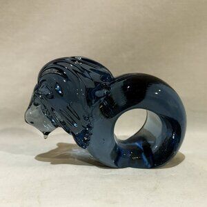 Kingdom Swaziland Handmade Ngwenya Glass Blue Lion Figurine Napkin Ring